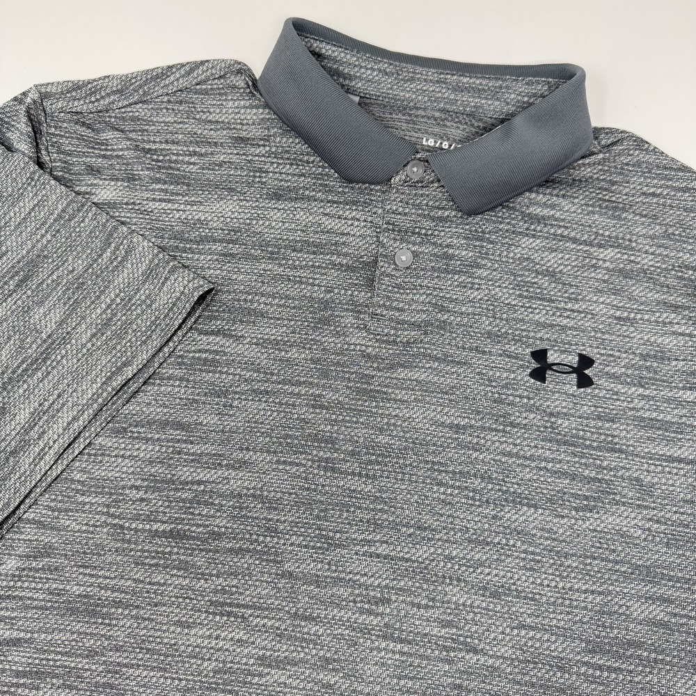 Under Armour Shirt Men Large Gray Performance Polo Golf Athletic Stretch‎ Loose